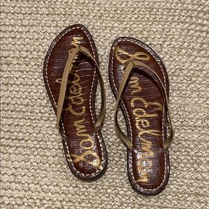 Sam Edelman Croc-Embossed Brown Sandals